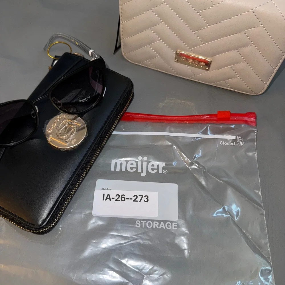 BEBE Bundle the Sophia Crossbody Bag, Melendy Zip Wallet, Sunglasses